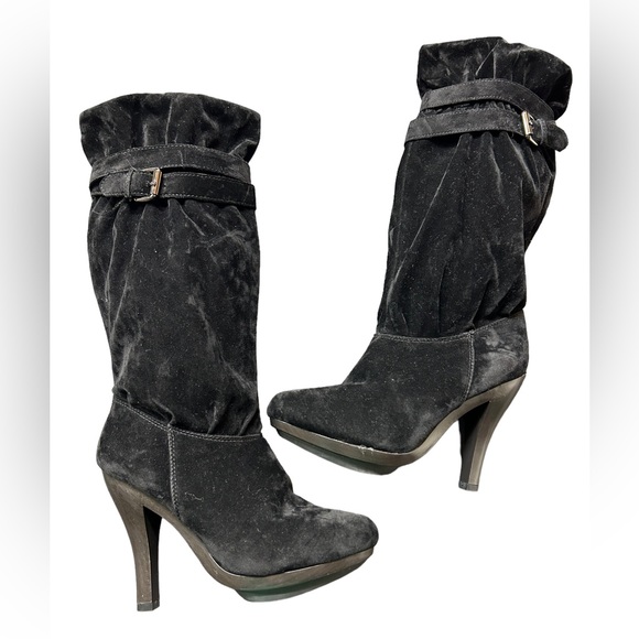 COACH AND FOUR Darson Mid Calf Black Suede Boot size 6 NWOB - Picture 3 of 7